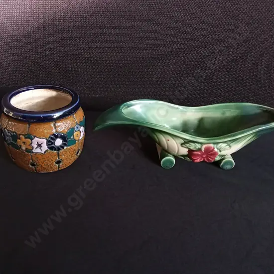 VINTAGE ART DECO LUSTERWARE, CZECH AMPHORA MINI POT AND JAPANESE HORN VASE