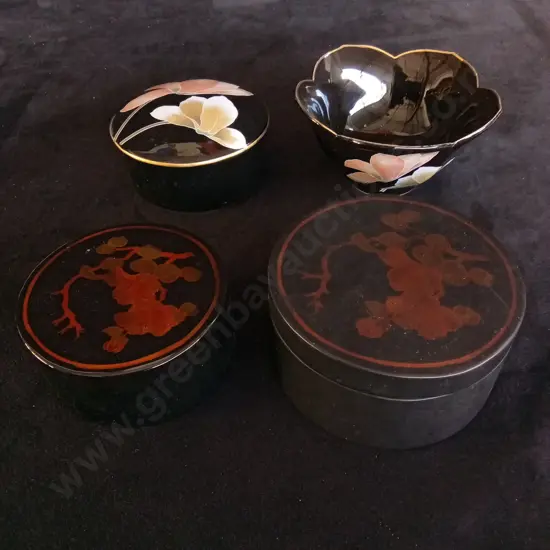 4 ASIAN BOXES/BOWL TALLEST 5.5CM