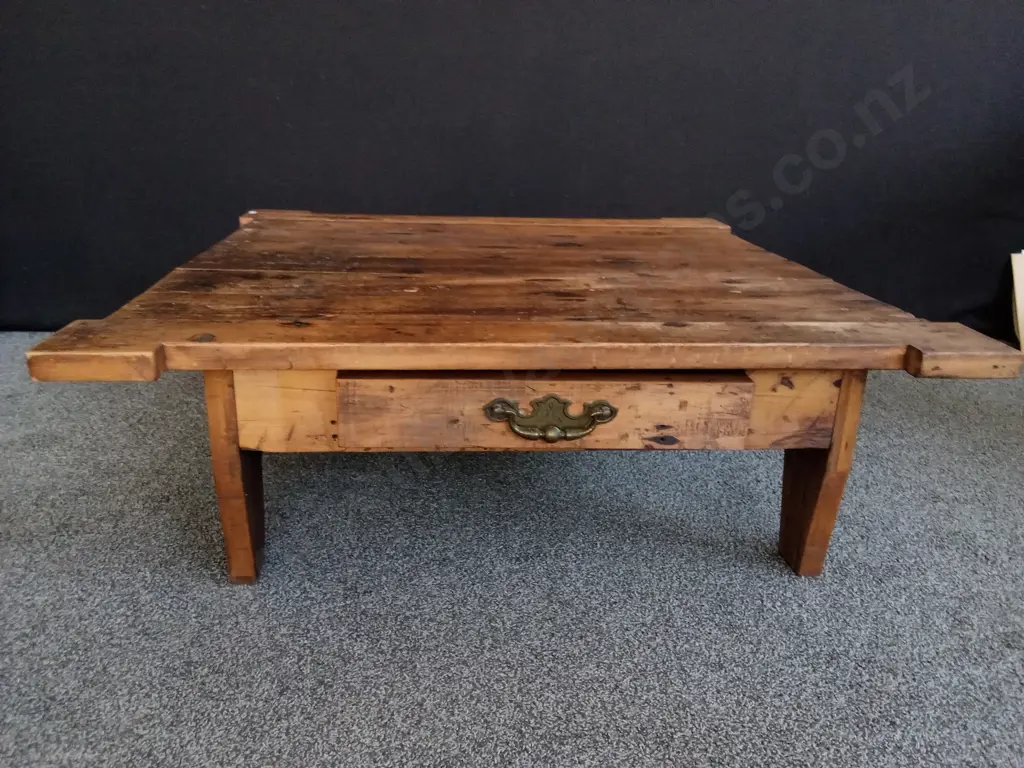 BARNWOOD COFFEE TABLE WITH DRAWER, H 35 CM X W 1.08 M X D 1.07 M Image 1++