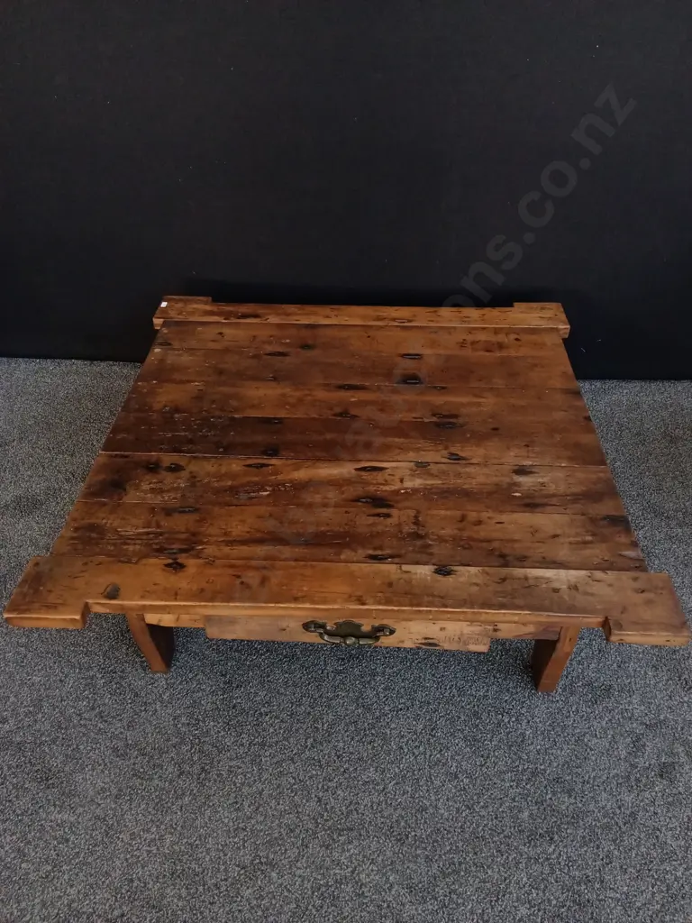 BARNWOOD COFFEE TABLE WITH DRAWER, H 35 CM X W 1.08 M X D 1.07 M Image 1++