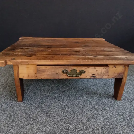 BARNWOOD COFFEE TABLE WITH DRAWER, H 35 CM X W 1.08 M X D 1.07 M