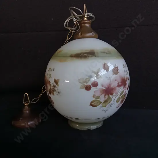 VINTAGE PENDANT LAMP WITH HAND PAINTED FLORAL PATTERN, H 33 CM