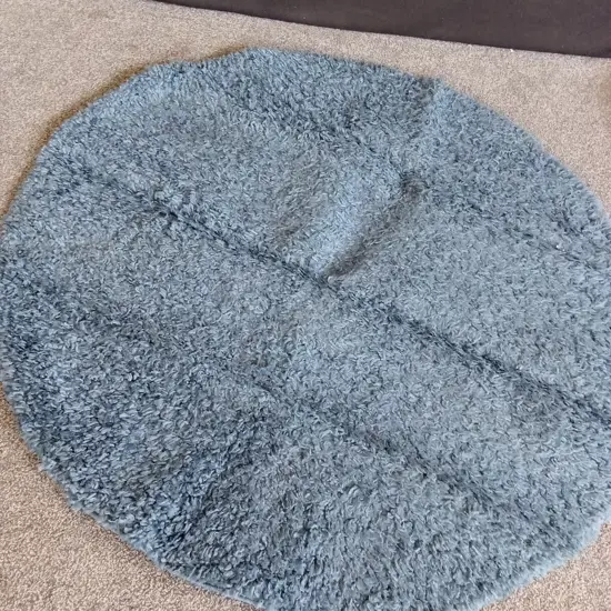 FLUFFY BLUE CIRCULAR RUG 155CM