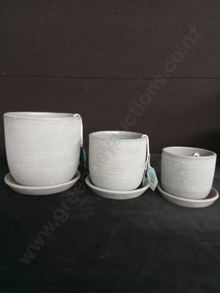 3 GREY PLANT POTS ON BASES Image 1++
