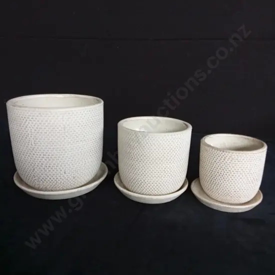 3 SAND PLANT POTS ON BASES