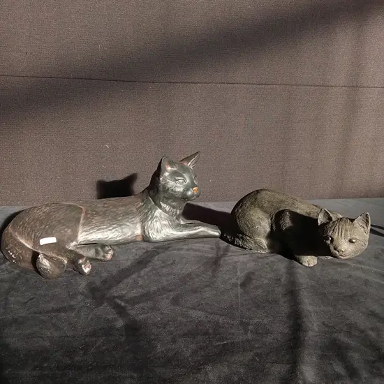 2 DECORATIVE CAT FIGURINES LONGEST 40CM