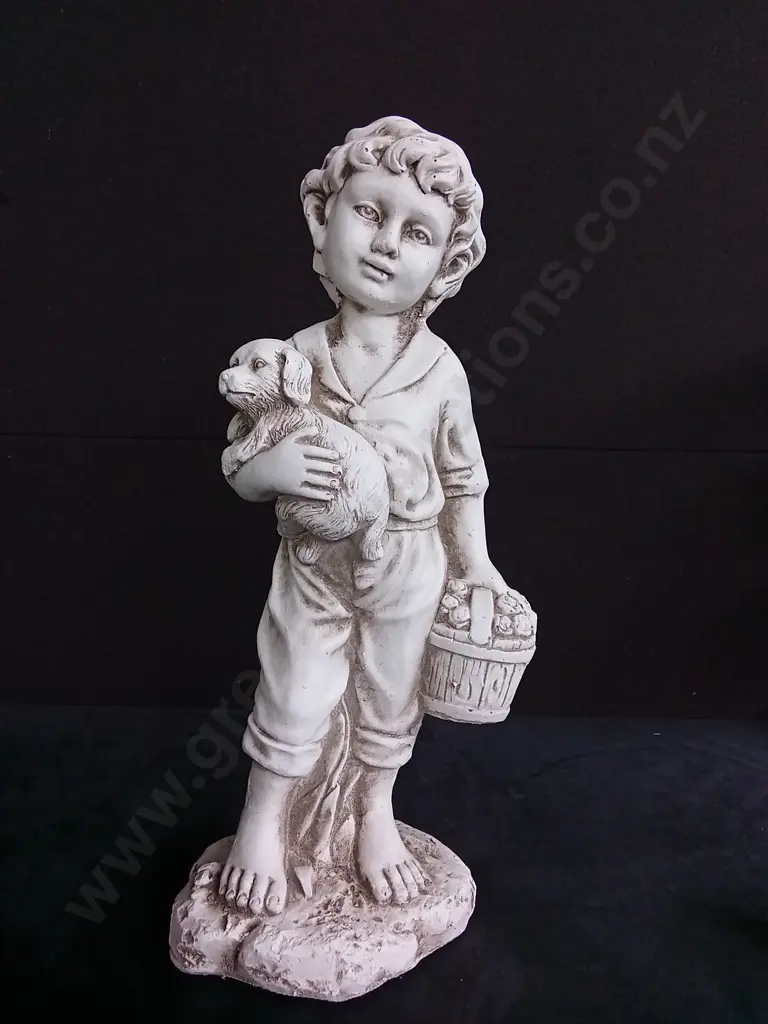 TAKASHO FIGURINE BOY WITH DOG H 52CM BRAND NEW Image 1++