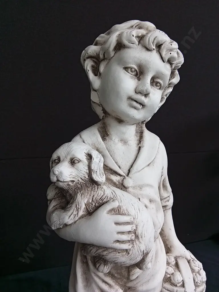 TAKASHO FIGURINE BOY WITH DOG H 52CM BRAND NEW Image 1++