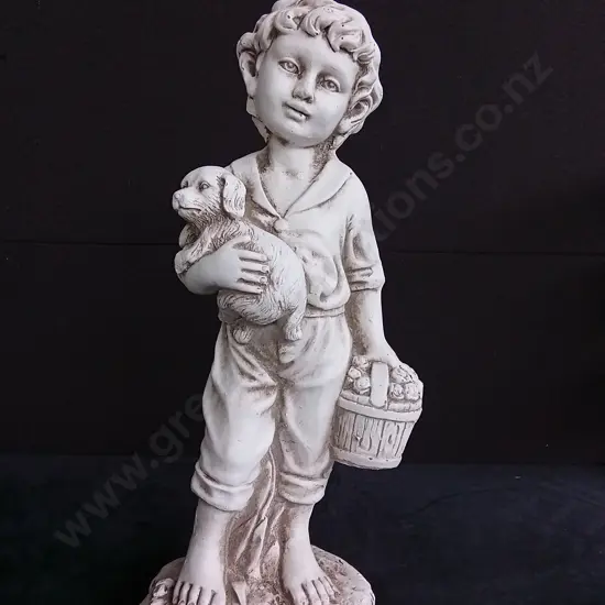TAKASHO FIGURINE BOY WITH DOG H 52CM BRAND NEW