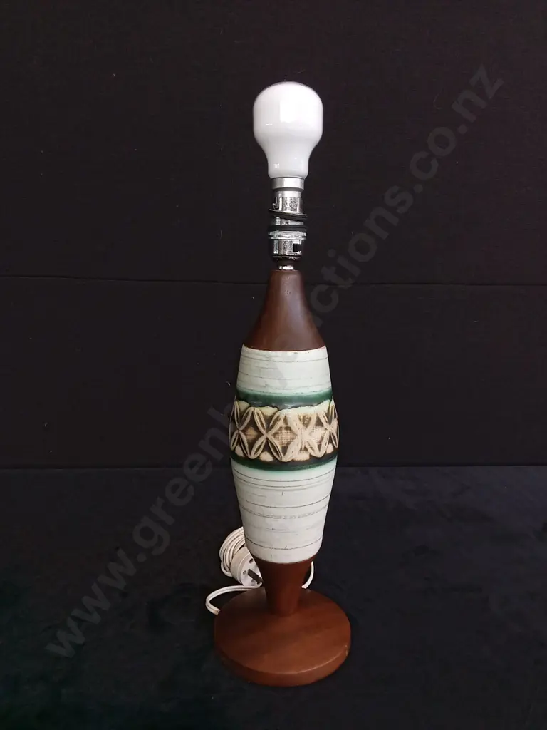 MID - CENTURY MODERN CERAMIC TABLE LAMP H47CM WORKING Image 1++