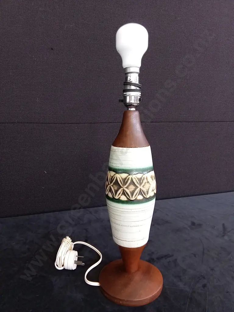 MID - CENTURY MODERN CERAMIC TABLE LAMP H47CM WORKING Image 1++