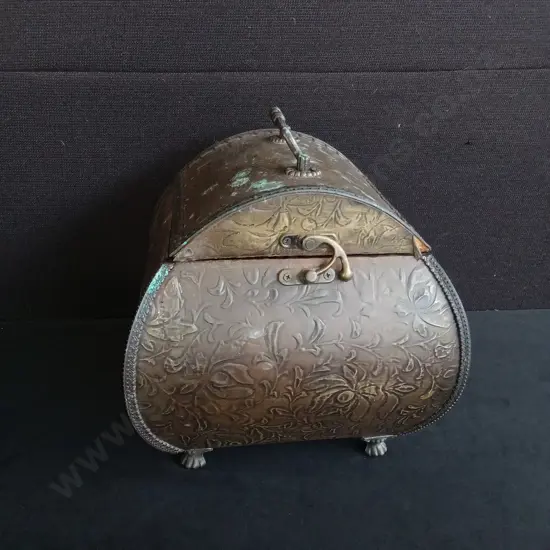 VINTAGE BRASS COAL BIN, H 27 CM