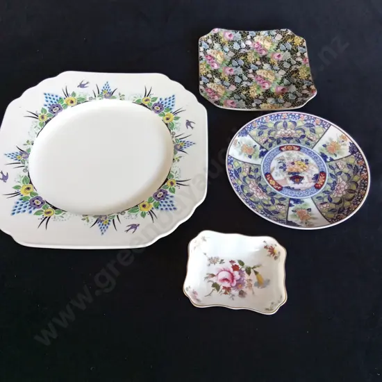 4 DISHES INCLUDING ROYAL CROWN DERBY AND WEDGEWOOD