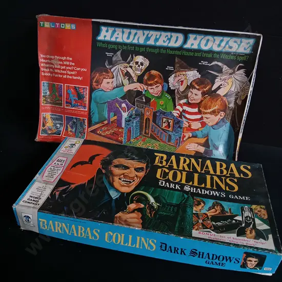 PAIR OF VINTAGE HORROR BOARD GAMES, 1969 BARNABAS COLLINS DARK SHADOWS, 1971 TOLTOYS HAUNTED HOUSE