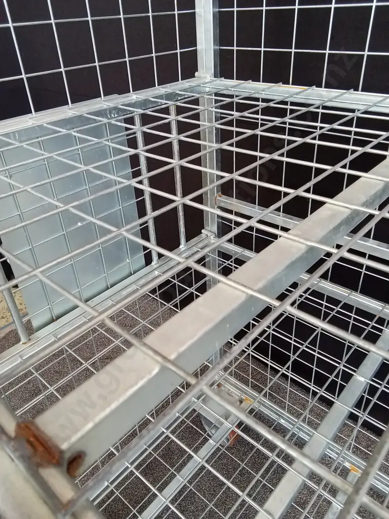 GALVANISED TRANSPORT ROLL CAGE WITH 2 REMOVABLE SHELVES ON LARGE HEAVY DUTY CASTORS WITH LOCKABLE / REMOVABLE DOORS Image 1++