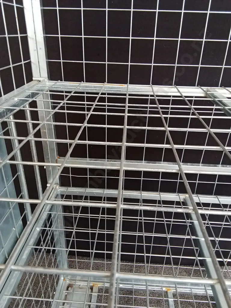 GALVANISED TRANSPORT ROLL CAGE WITH 2 REMOVABLE SHELVES ON LARGE HEAVY DUTY CASTORS WITH LOCKABLE / REMOVABLE DOORS Image 1++