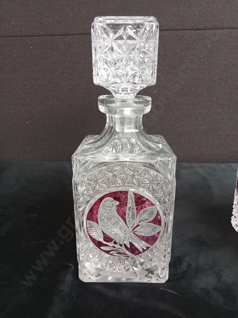 HOFBAUER "BYRDES" CRYSTAL DECANTER H26CM AND 6 MATCHING GLASSES H9CM Image 1++
