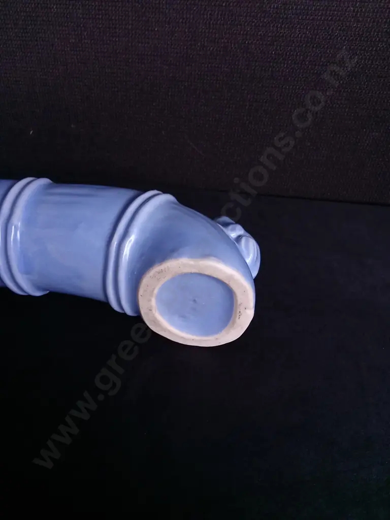 VINTAGE BLUE CERAMIC BABY CRADLE BASSINET PLANTER USA 652, W 23.5 CM Image 1++