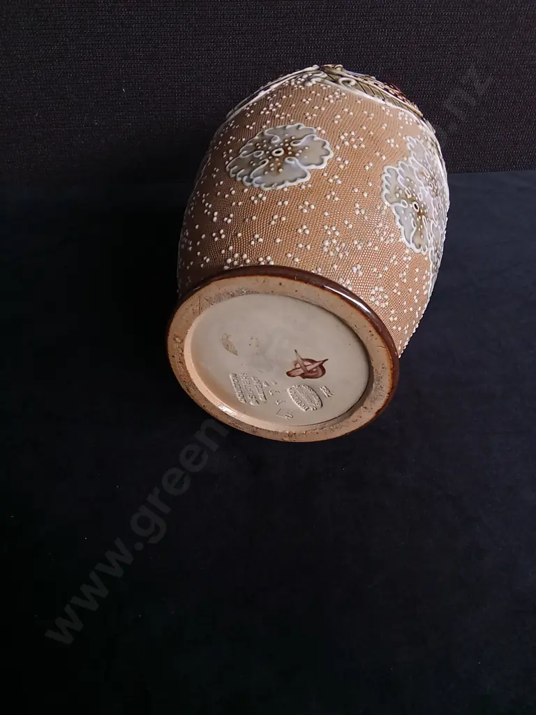 ANTIQUE ROYAL DOULTON LAMBETH SLATERS PATENT STONEWARE JUG PITCHER WITH SPOUT LID, H 21.5 CM Image 1++