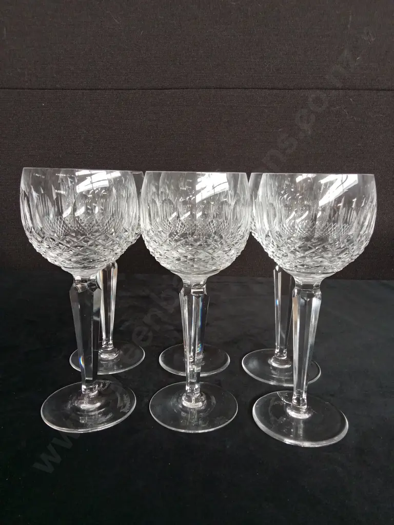 6 WATERFORD COLLEEN HOCK CRYSTAL WINE GLASSES H18CM Image 1++
