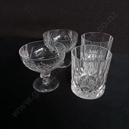 4 PIECES MIX VINTAGE CRYSTAL GLASSES
