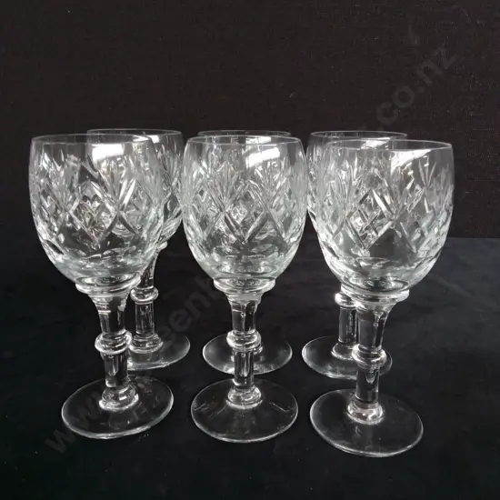 6 VINTAGE WATERFORD CRYSTAL DONEGAL GOBLETS H16CM