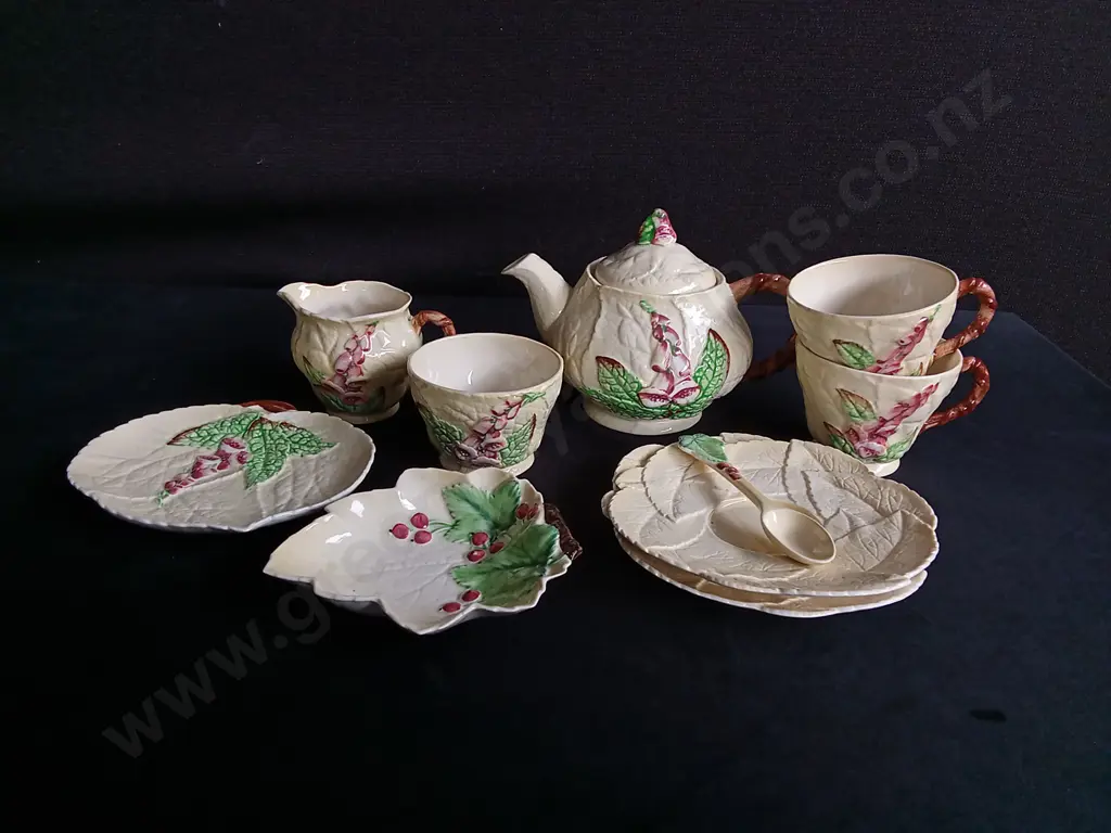 VINTAGE CARLTON WARE "FOXGLOVE" TEA SET, 10 PIECES, TALLEST H 13.5 CM Image 1++