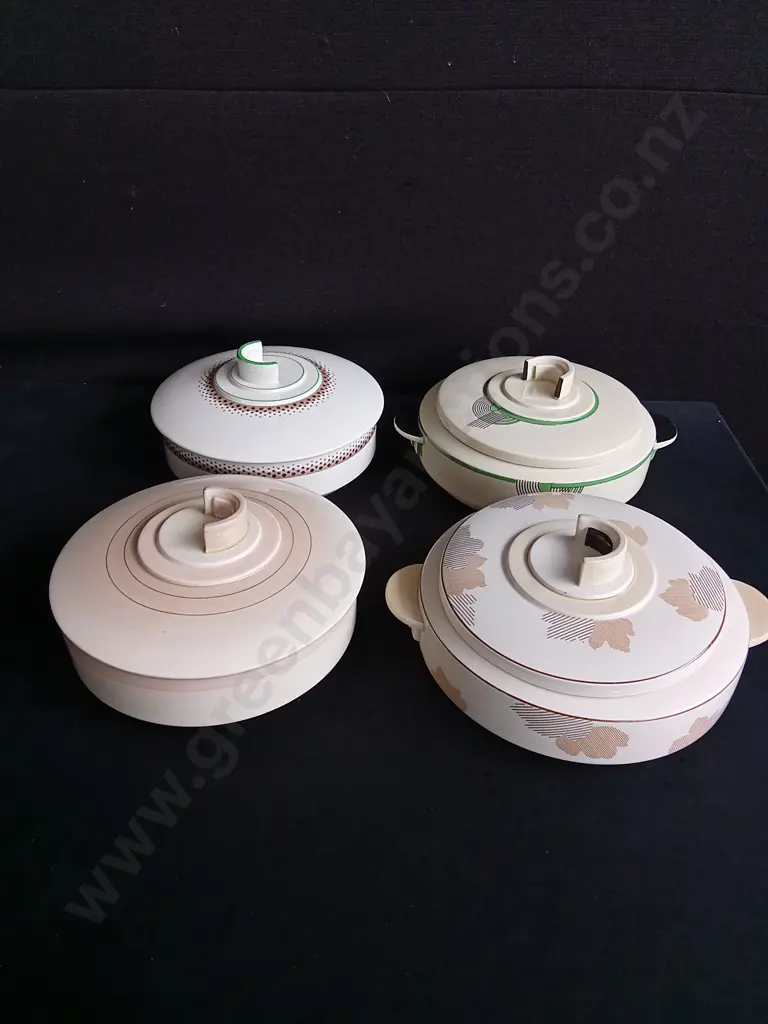 SET OF 4 VINTAGE ART DECO ROYAL DOULTON LIDDED TUREENS, LARGEST W 28 CM Image 1++