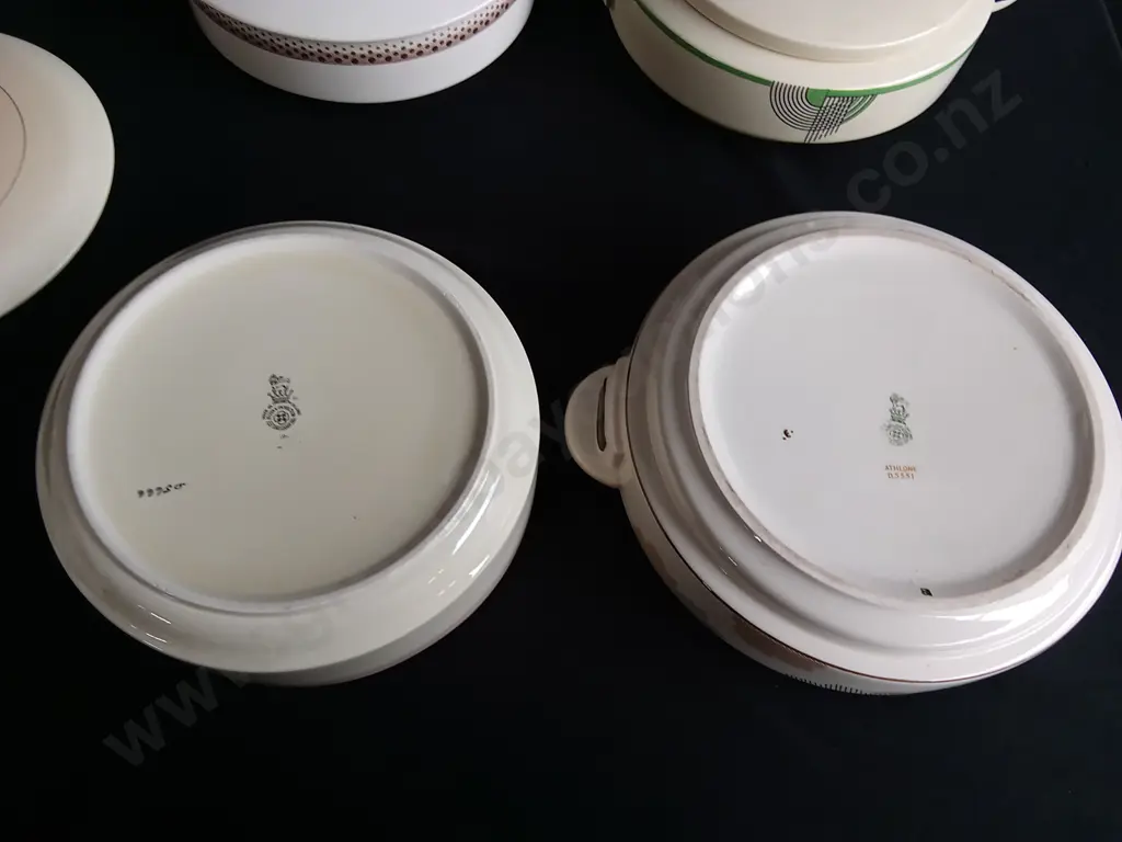 SET OF 4 VINTAGE ART DECO ROYAL DOULTON LIDDED TUREENS, LARGEST W 28 CM Image 1++
