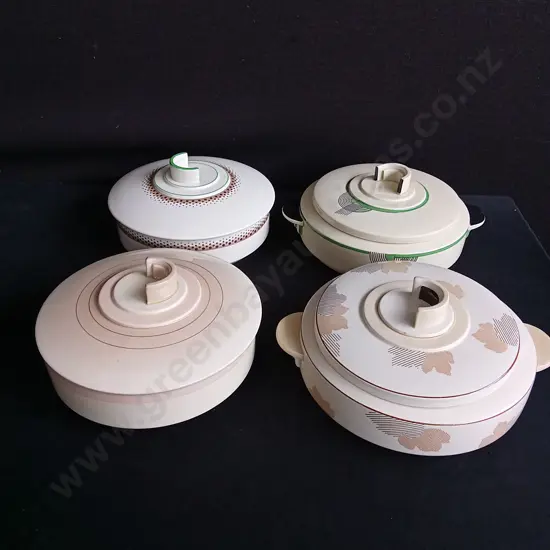 SET OF 4 VINTAGE ART DECO ROYAL DOULTON LIDDED TUREENS, LARGEST W 28 CM