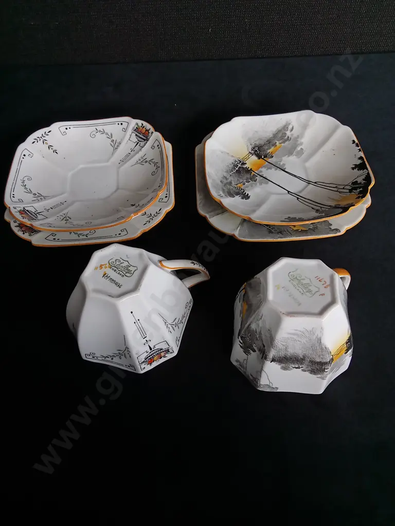 PAIR OF VINTAGE ART DECO TEA SETS, SHELLEY POTTERIES Image 1++