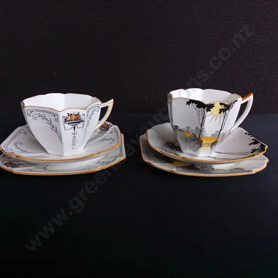 PAIR OF VINTAGE ART DECO TEA SETS, SHELLEY POTTERIES