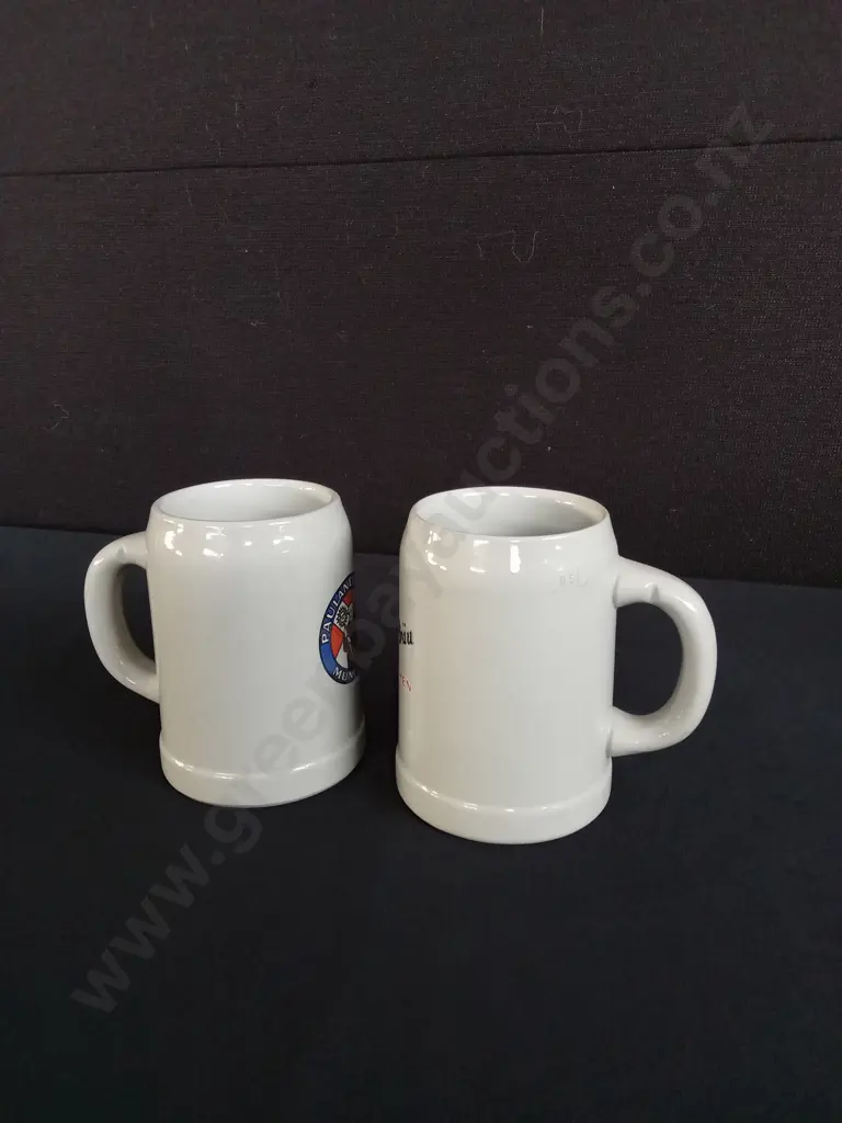 PAIR OF VINTAGE GERMAN STONEWARE MUGS, H 12.5 CM Image 1++