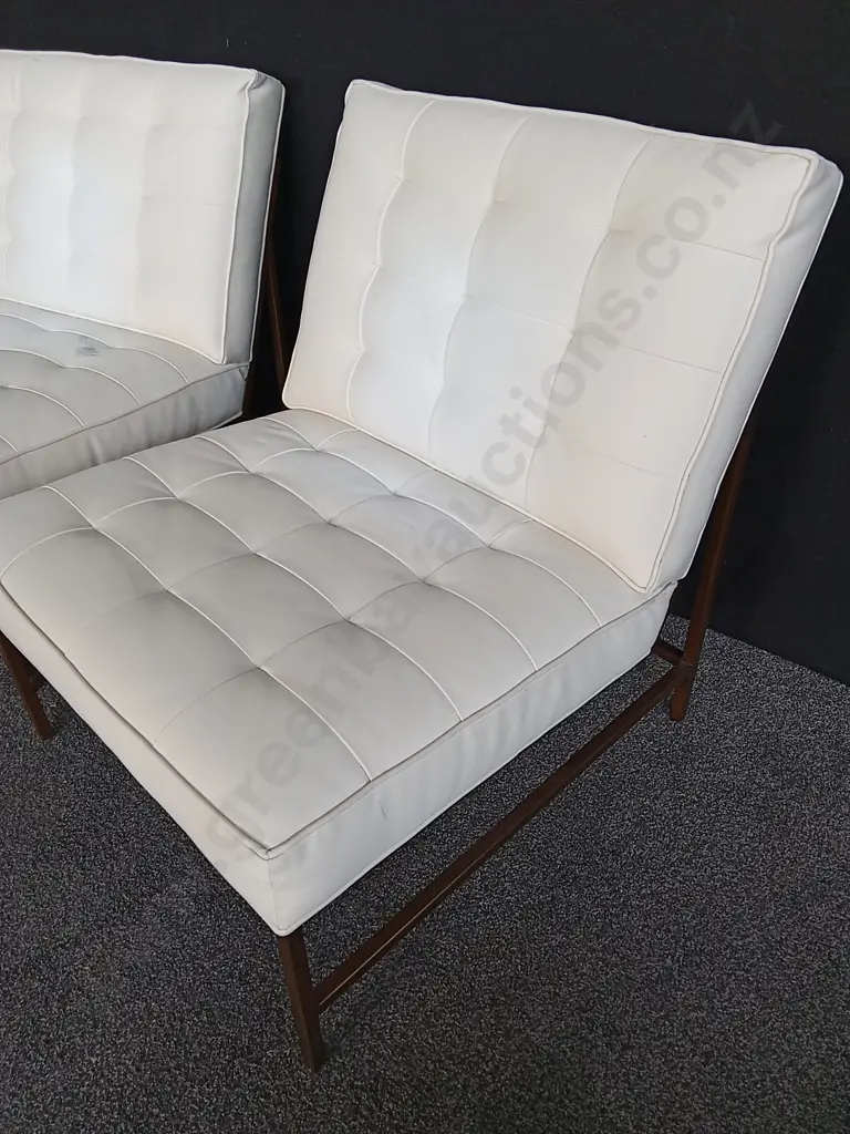 PAIR OF SLIPPER LOUNGE CHAIRS, KNOLL STYLE, STAINED AS PER PHOTO Image 1++