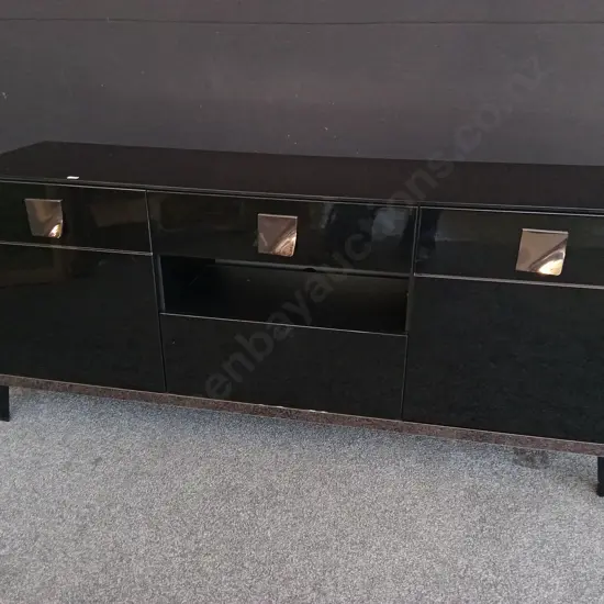 MONT NOIR TV UNIT ALF ITALIA BLACK GLOSSY FINISH, W 1.65 M X H 72 CM X D 44 CM