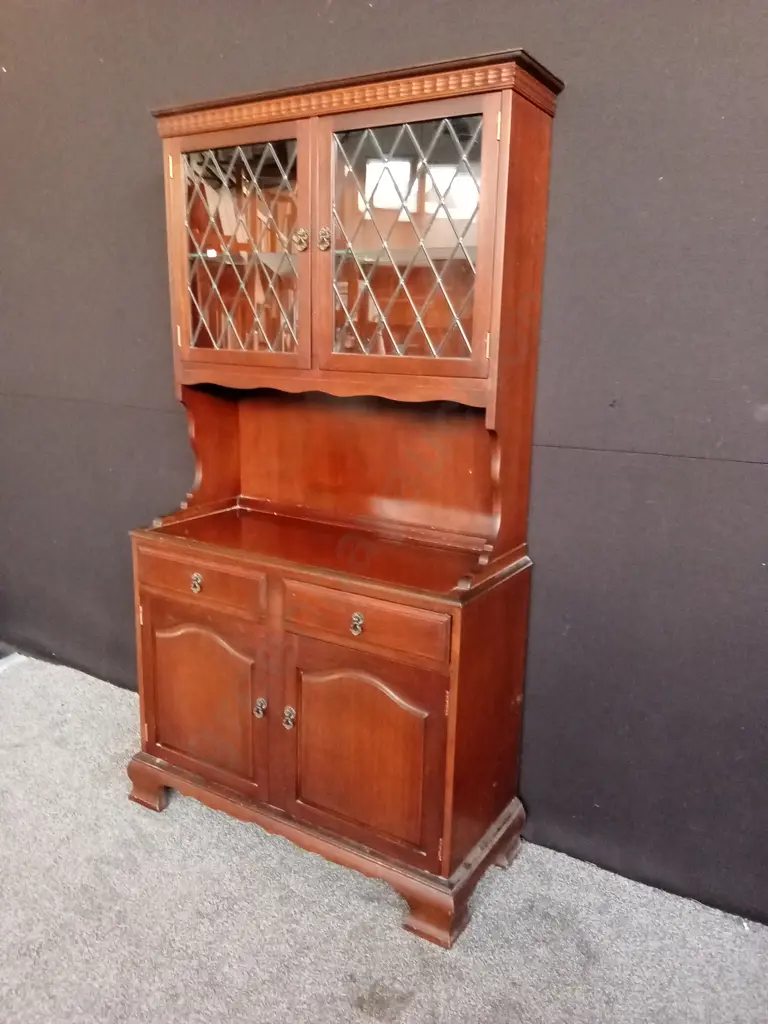 VINTAGE HUTCH DRESSER WITH LEADED GLASS DOORS - L1m H1.85M D39cm Image 1++