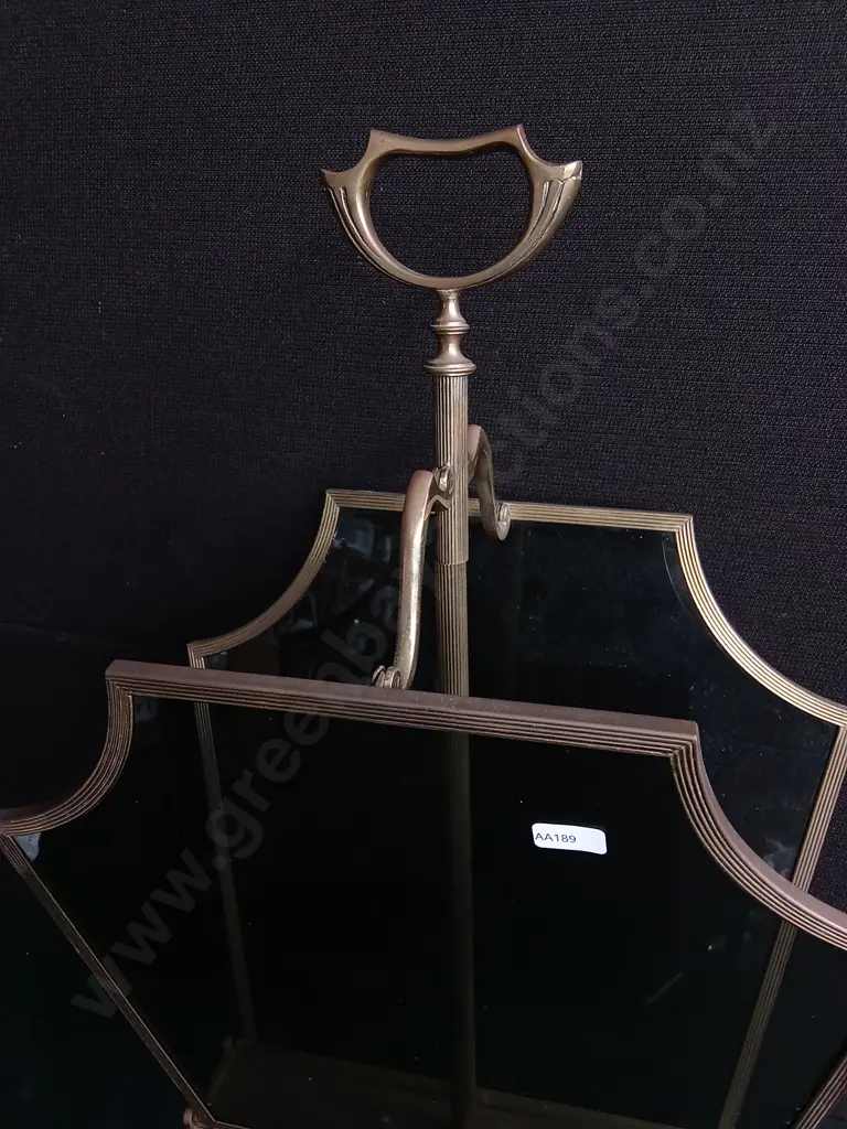 MID CENTURY MODERN GLASS AND BRASS FOLDING MAGAZINE HOLDER, H 70 CM Image 1++