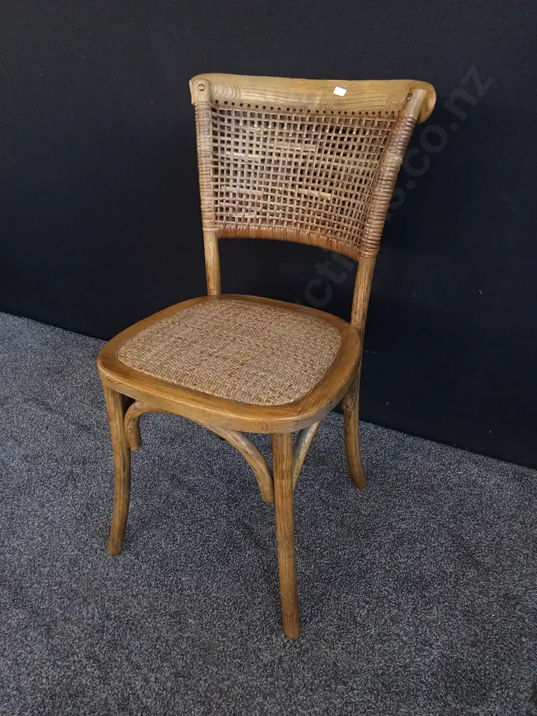 LIGHT OAK THONET STYLE CHAIR WITH WOVEN RATTAN SEAT, H 89 CM Image 1++