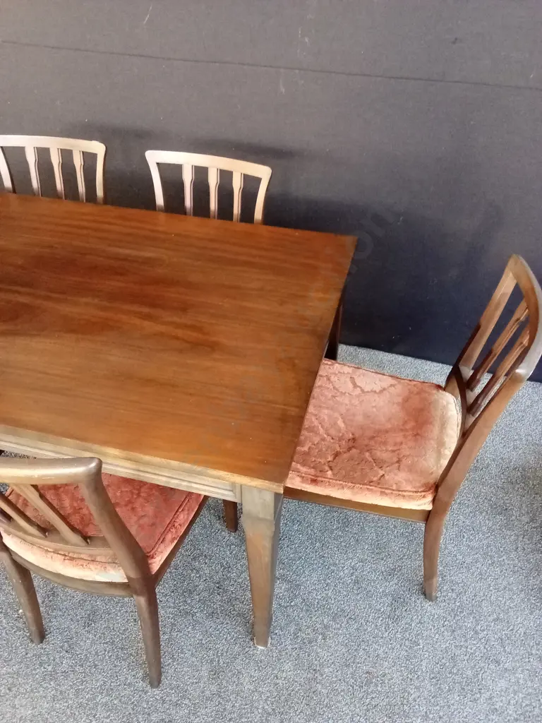 WOODEN DINING TABLE H74CM L1.52M D90.5CM WITH 6 DINING CHAIRS INCLUDING CREAM SEAT COVERS Image 1++
