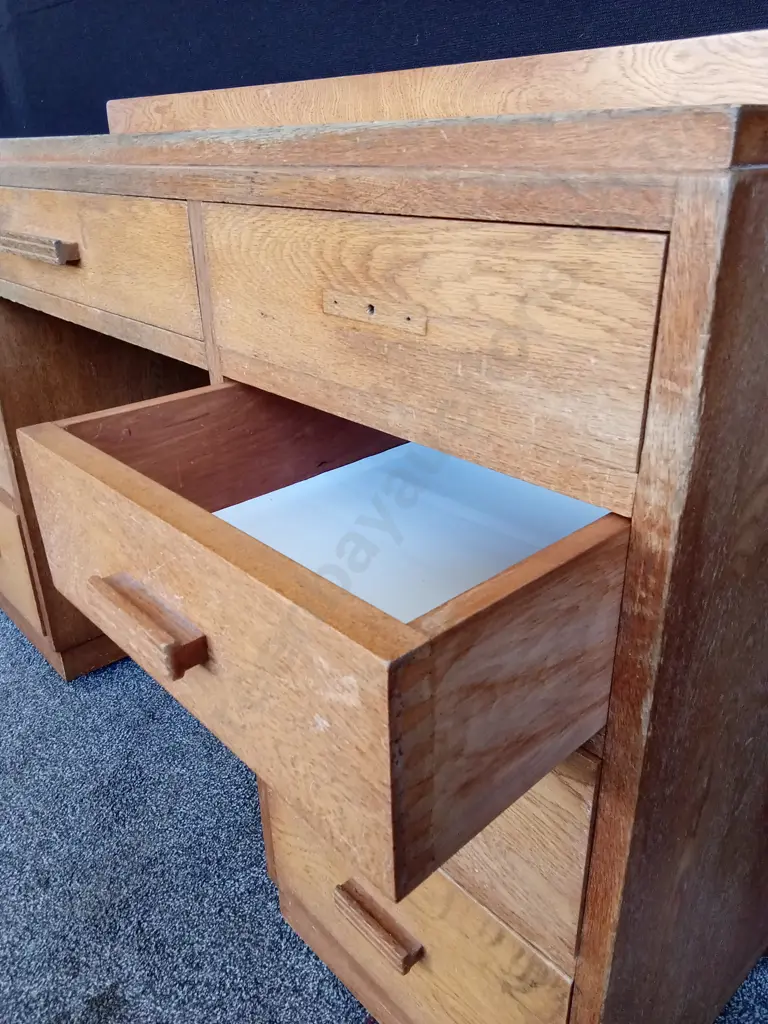SOLID TIMBER 9 DRAWER WRITING DESK 1 HANDLE MISSING IDEAL RESTORATION PROJECT Image 1++