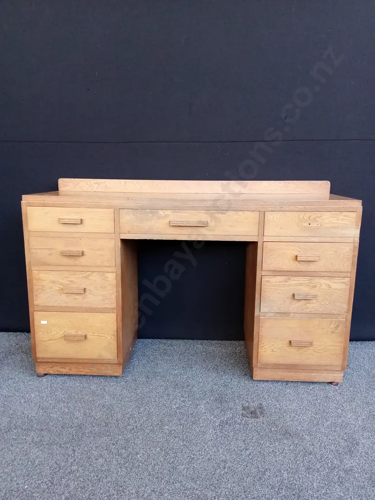 SOLID TIMBER 9 DRAWER WRITING DESK 1 HANDLE MISSING IDEAL RESTORATION PROJECT Image 1++