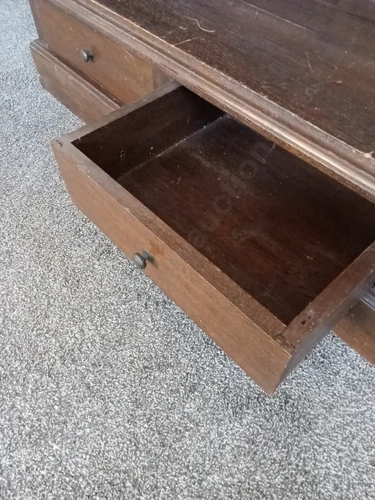 VINTAGE BOOKCASE WITH TWO SMALL DRAWERS IN BASE 198CM HIGH X 105CM WIDE X 5 CM DEEP Image 1++