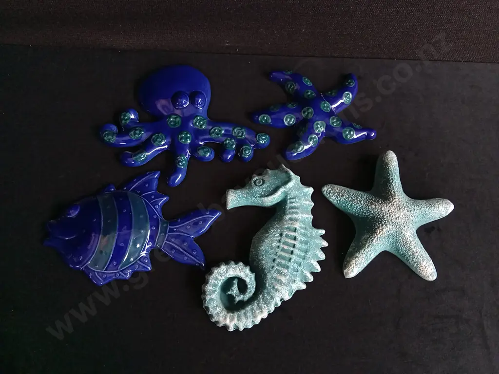CERAMIC OCEAN WALL DECOR, TALLEST H 19 CM, 5 PIECES Image 1++