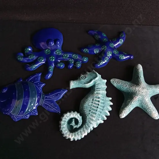 CERAMIC OCEAN WALL DECOR, TALLEST H 19 CM, 5 PIECES