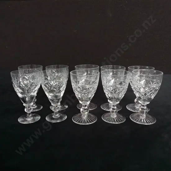 10 CRYSTAL SHERRY GLASSES TALLEST H9.5CM