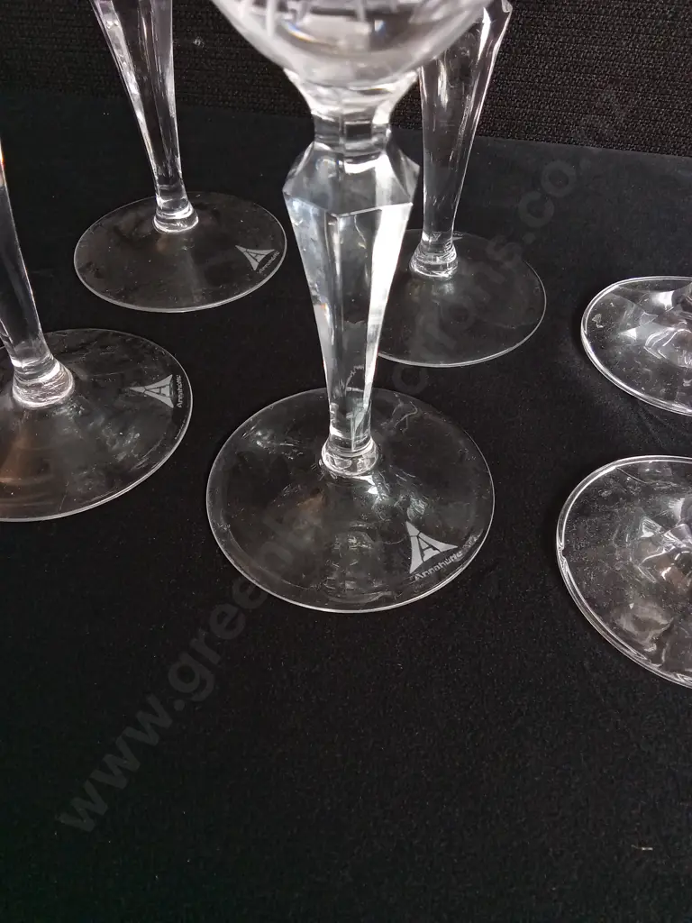 SET OF 4 ATLANTIS CRYSTAL WINE GLASSES, AND PAIR OF PORT GLASSES, TALLEST H 18 CM Image 1++