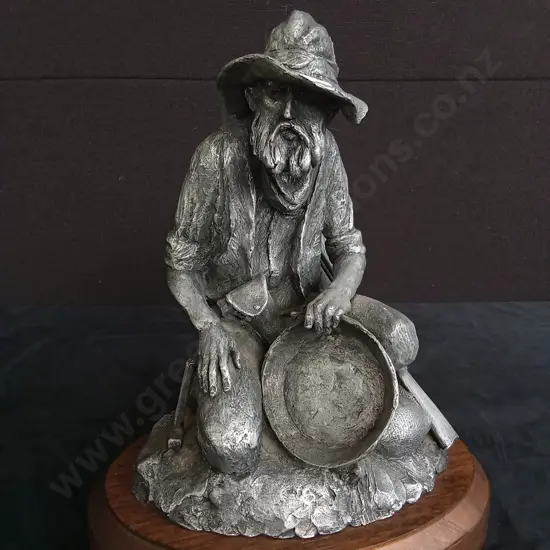 PEWTER MINER SCULPTURE H31.5CM