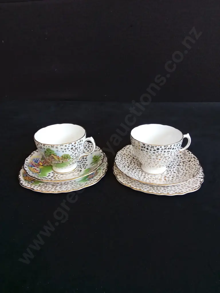 2 COCLOUGH BONE CHINA TEA TRIOS Image 1++