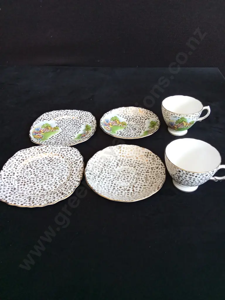 2 COCLOUGH BONE CHINA TEA TRIOS Image 1++