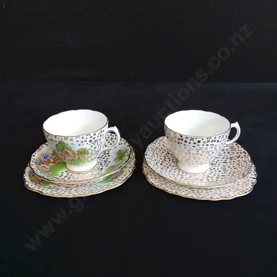 2 COCLOUGH BONE CHINA TEA TRIOS